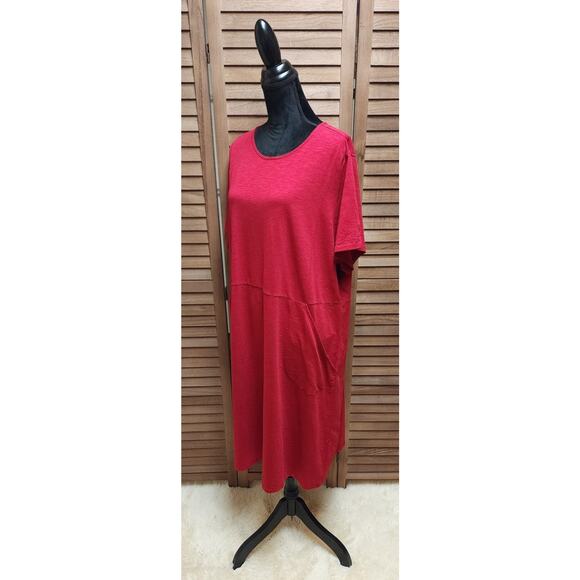 J Jill Women’s Red Casual Cotton Knee Length Dress Plus Size 3X With Pockets - Picture 4 of 7